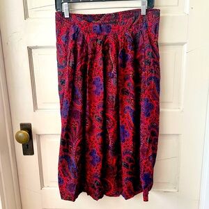 Di Di Scott Bohemian Paisley Pull On Midi Vintage Skirt w/ Pockets Pleated ILGW